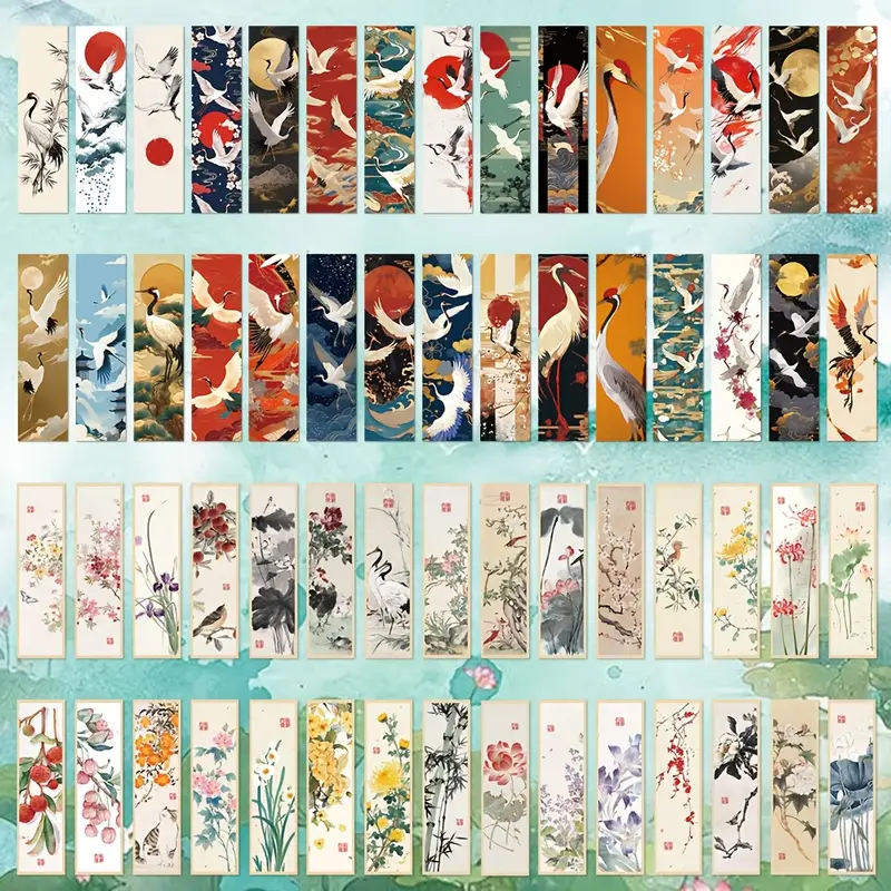 Ancient Style Flower Crane Bookmark – 5 Pcs 🏮✨ - Image 6