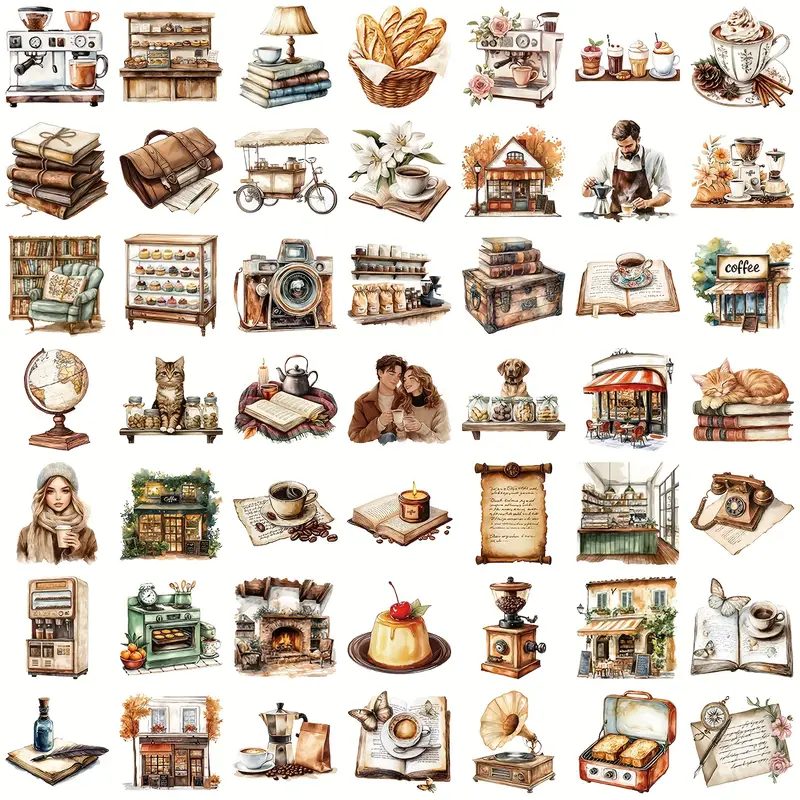 Retro Coffee Stickers – 5 Pcs☕✨ - Image 6
