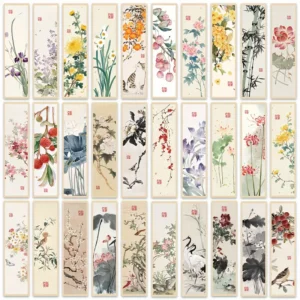 Chinese Watercolor Bookmarks β 5 Pcs