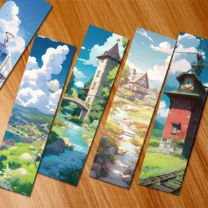 5 Pcs Anime Landscape Bookmarks Set – Ghibli-Style Aesthetic Scenery Markers 🏔️✨