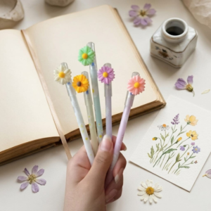 🌸 Aesthetic Floral Gel Ink Pens Set – Fine Point 0.5mm Smooth Writing Pens ✨