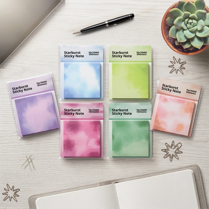 Starburst Watercolor Dream Glittery Sticky Notes 🗒️✨