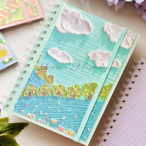 Thick Oil Paint Textured Spiral Journal  with Elastic Band for Journaling 🎨🌸