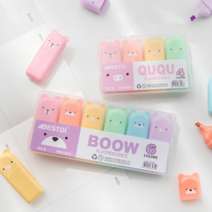 🧸 Pastel Bear Mini Highlighters - 6 Piece Set ✨