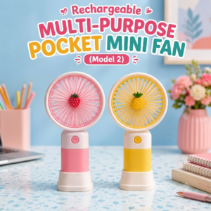 Cute Fruit Rechargeable Mini Fan – 2-in-1 Handheld & Desk Fan 🍓🍍