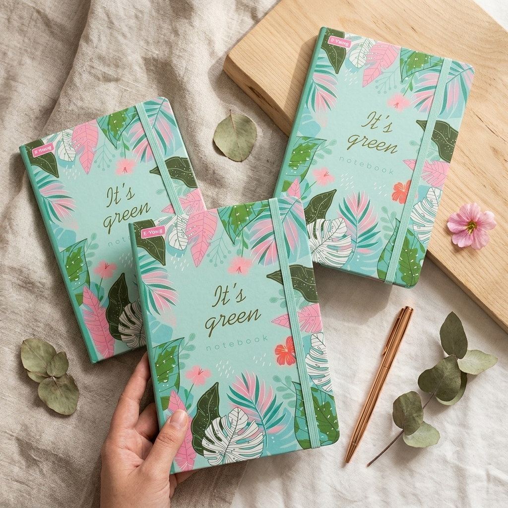 Sage Green Floral Botanical Spiral Notebook πΏπ