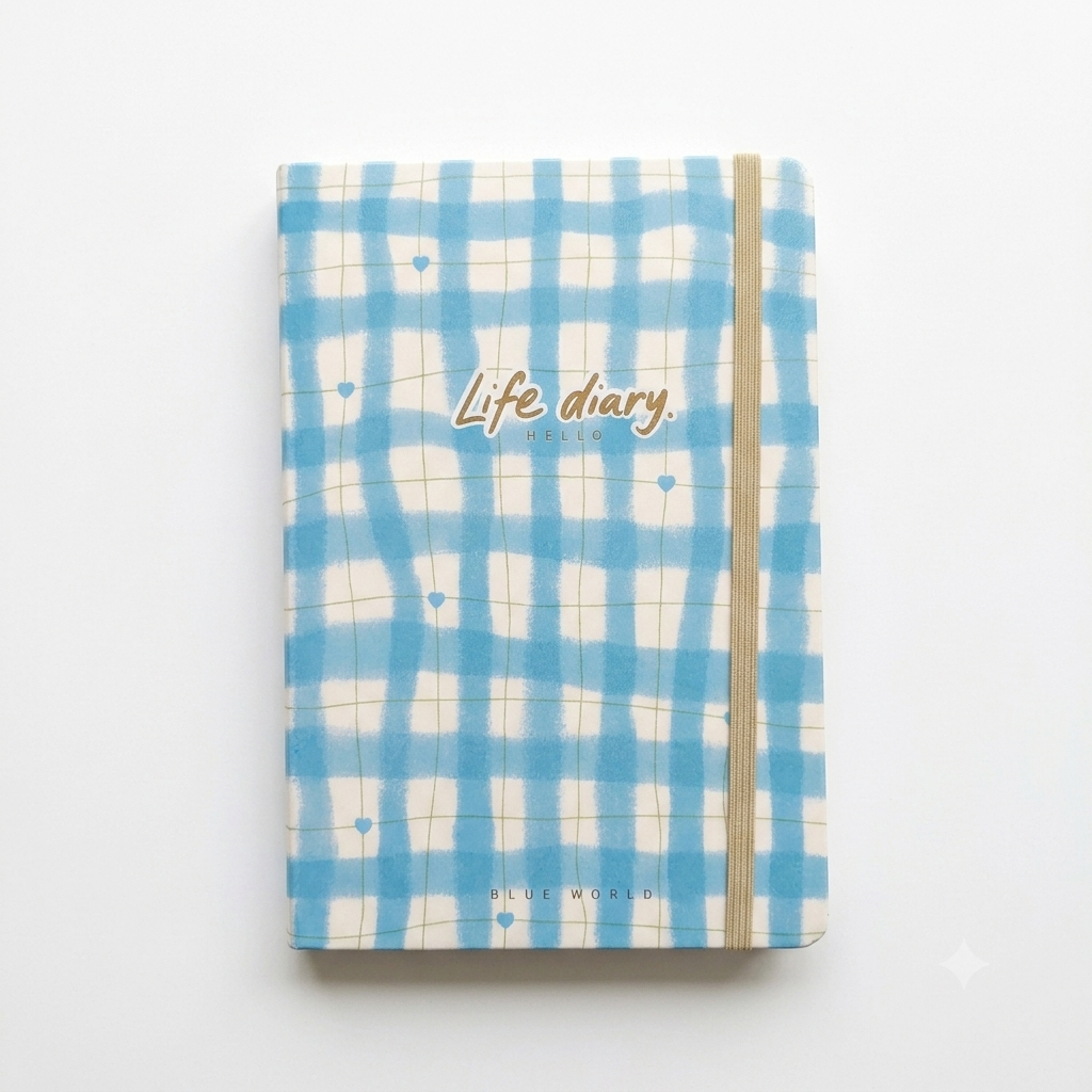 "Blue World" Plaid Hardcover Life Diary 🥣💙 - Image 2
