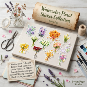 đ¸ Watercolor Floral Sticker Collection â Aesthetic Vintage Flower Decals