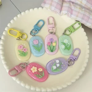 Cottagecore Acrylic Flower Charm Keychain – Pastel Tulip & Lily of the Valley Backpack Clip 🌷🌼🪻